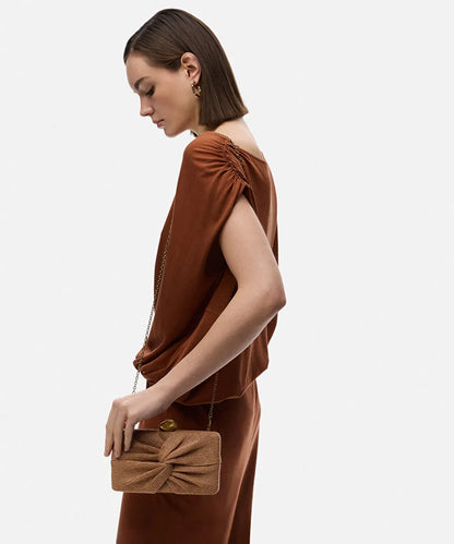 Bej Düğüm Efektli Uzun Zincir Askılı Clutch Is1260121002023 | Ipekyol