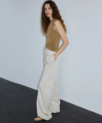 Ekru Püsküllü Kuşaklı Wide Leg Pantolon Is1260003204030 | Ipekyol