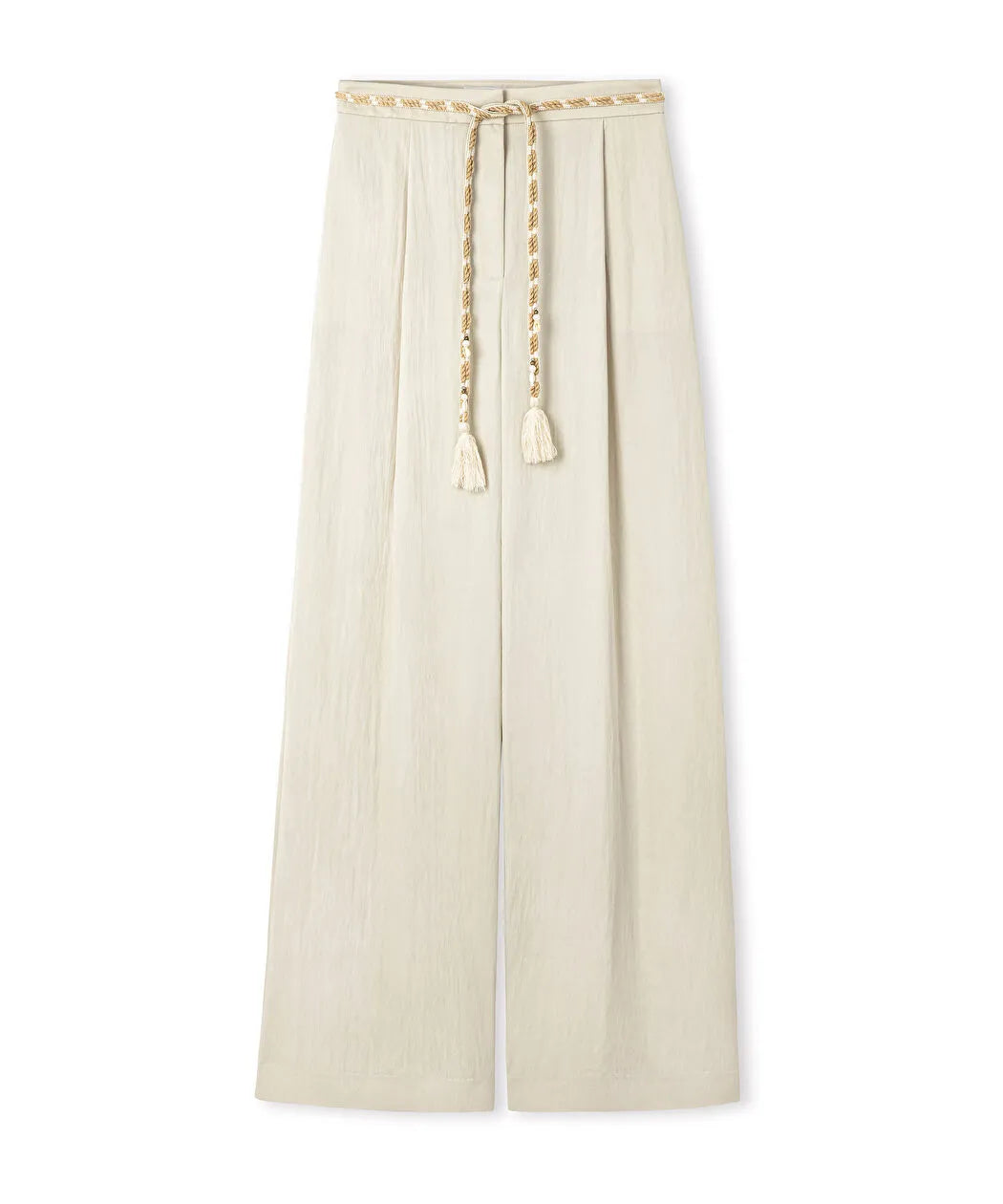 Ekru Püsküllü Kuşaklı Wide Leg Pantolon Is1260003204030 | Ipekyol