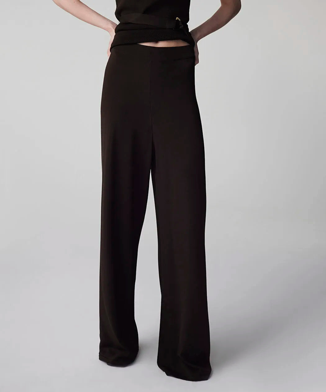 Kahverengi Wide Leg Triko Pantolon Is1260003159074 | Ipekyol
