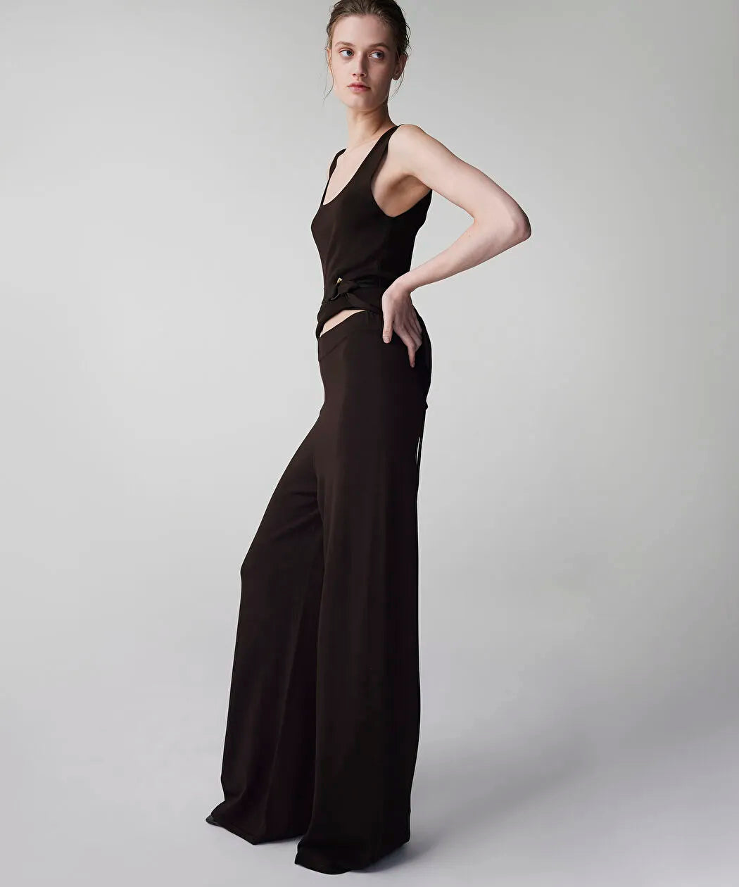 Kahverengi Wide Leg Triko Pantolon Is1260003159074 | Ipekyol