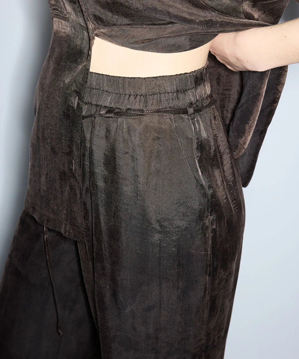 Kahverengi Parlak Dokulu Wide Leg Pantolon Is1260003245074 | Ipekyol