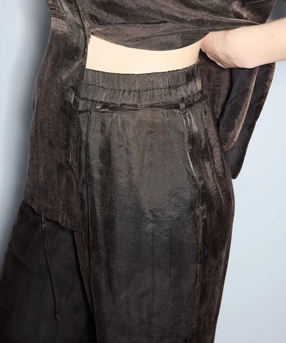 Kahverengi Parlak Dokulu Wide Leg Pantolon Is1260003245074 | Ipekyol
