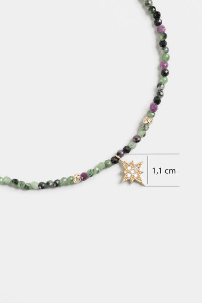 Kuzey Yıldızı Turmalin Taşlı 18 Cm 14 Ayar Sarı Altın Bileklik M000764144