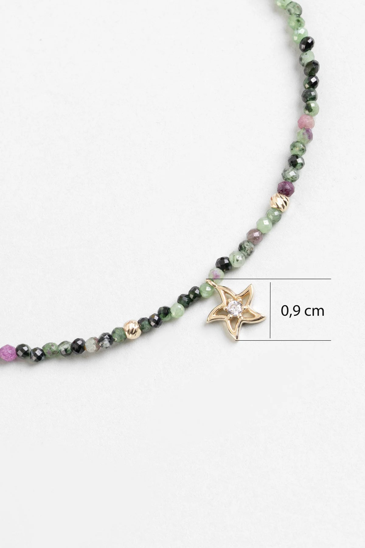 Deniz Yıldızı 14 Ayar Altın 19 Cm Turmalin Taşlı Bileklik M001054144