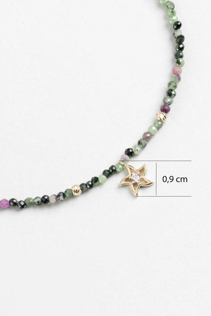 Deniz Yıldızı 14 Ayar Altın 19 Cm Turmalin Taşlı Bileklik M001054144