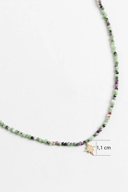 Kutup Yıldızı Figürlü Turmalin Taşlı 41 Cm 14 Ayar Altın Kolye M000684144