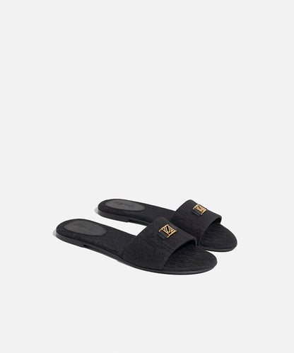 Siyah Metal Tokalı Monogram Jakarlı Terlik I00000037053001 | Ipekyol