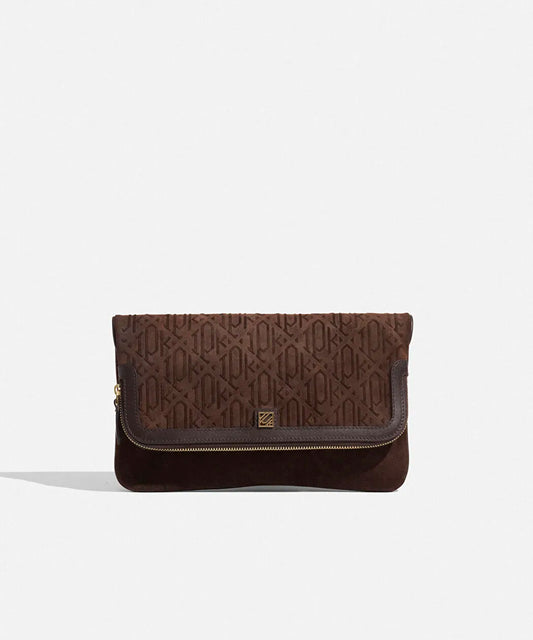Kahverengi Sienna Deri Süet Clutch I00000121020074 | Ipekyol