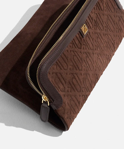Kahverengi Sienna Deri Süet Clutch I00000121020074 | Ipekyol