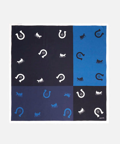 Lacivert Görsel Ve Monogram Baskılı Ipek Eşarp I00000082037015 | Ipekyol