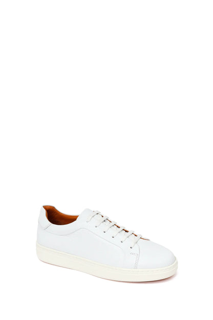 Erkek Beyaz Bağcıklı Deri Sneaker