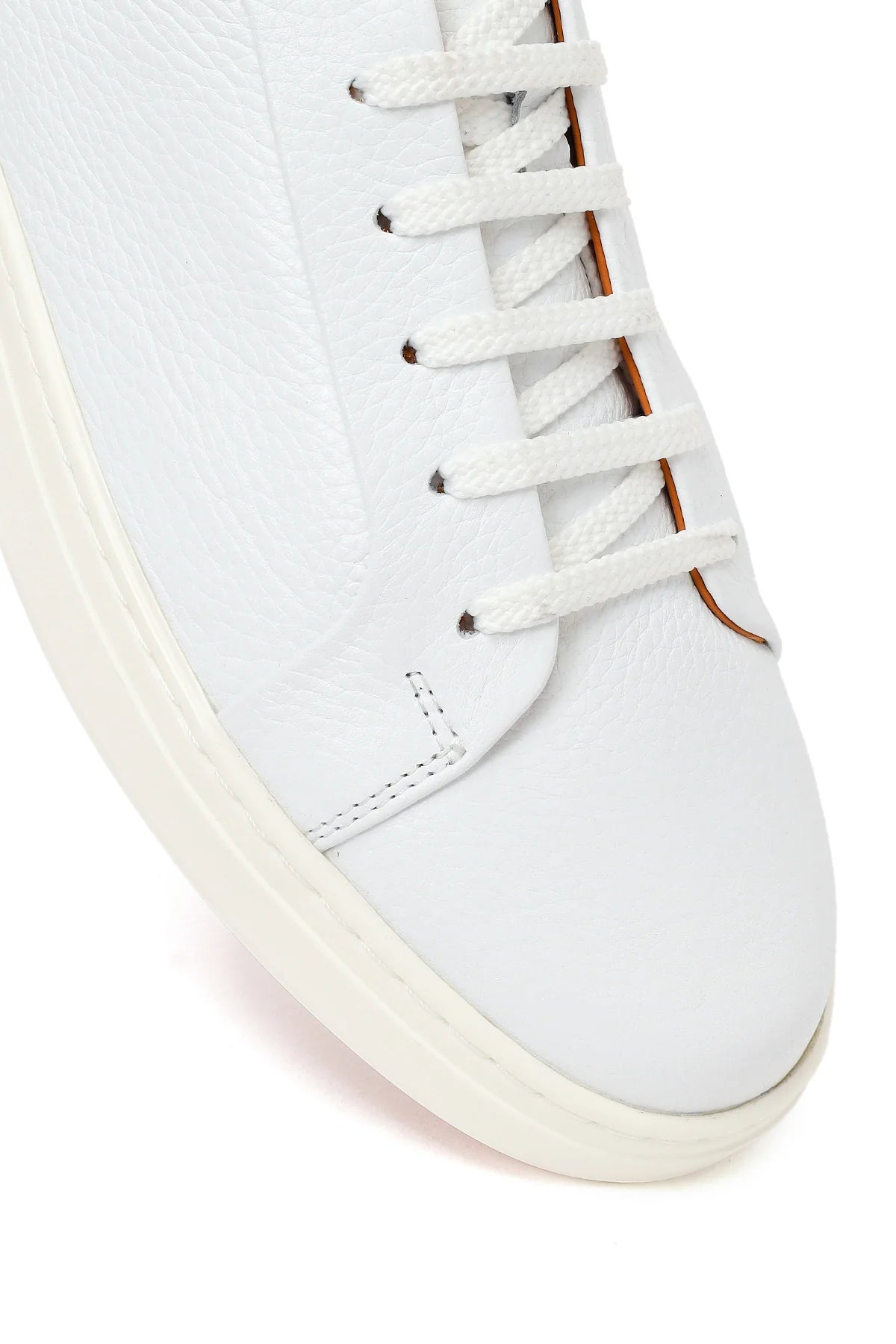 Erkek Beyaz Bağcıklı Deri Sneaker