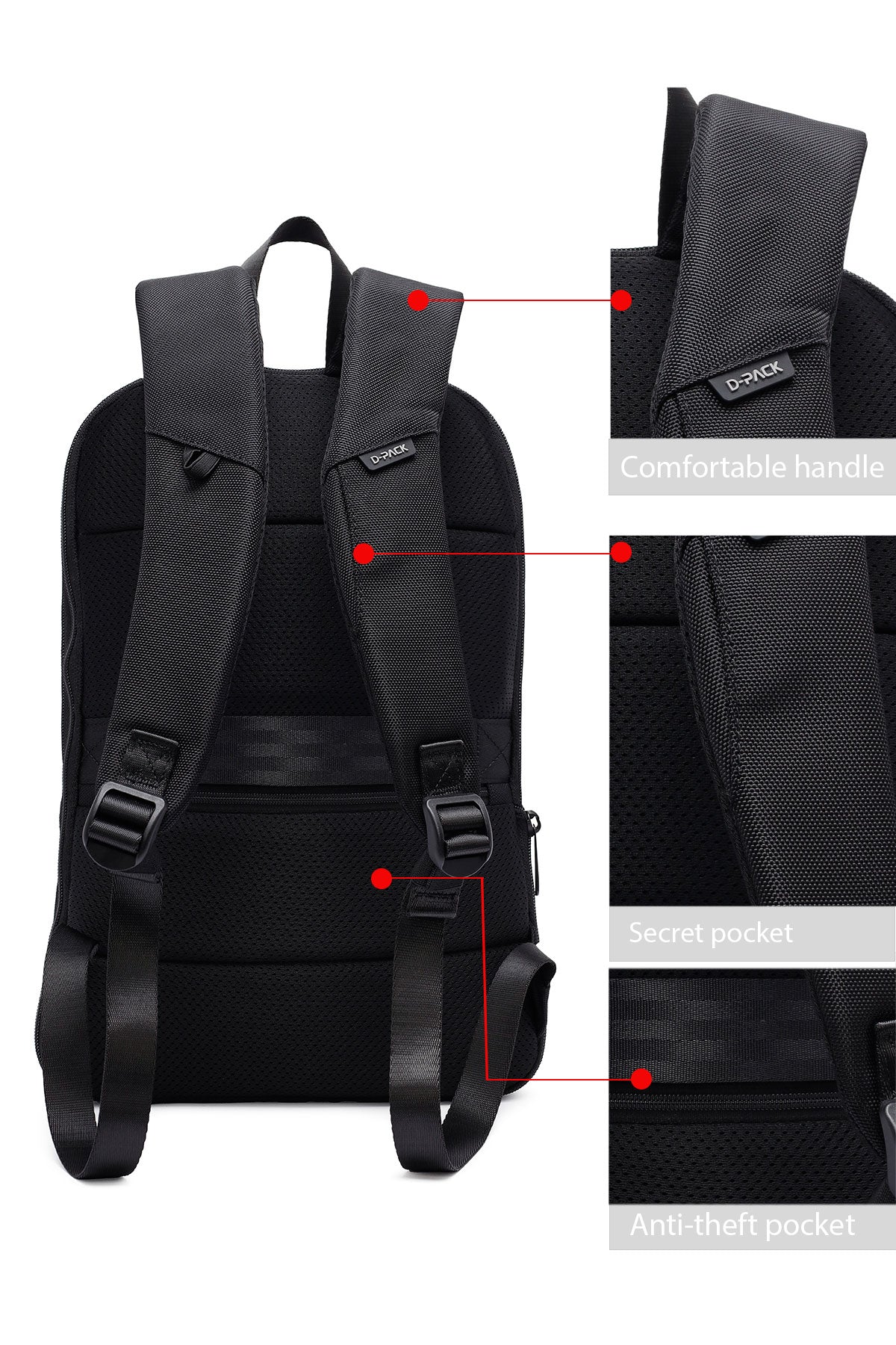 D-pack Unisex Siyah Sırt Çantası