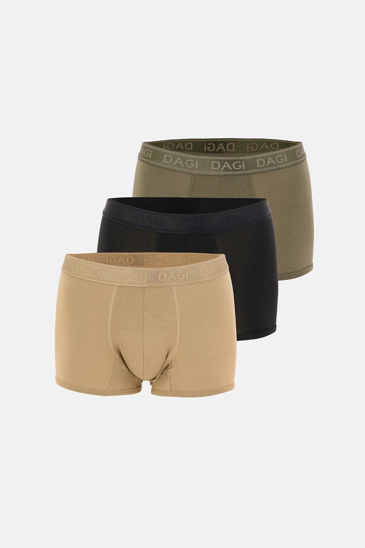 Haki-siyah 3'lü Düz Micro Modal Boxer