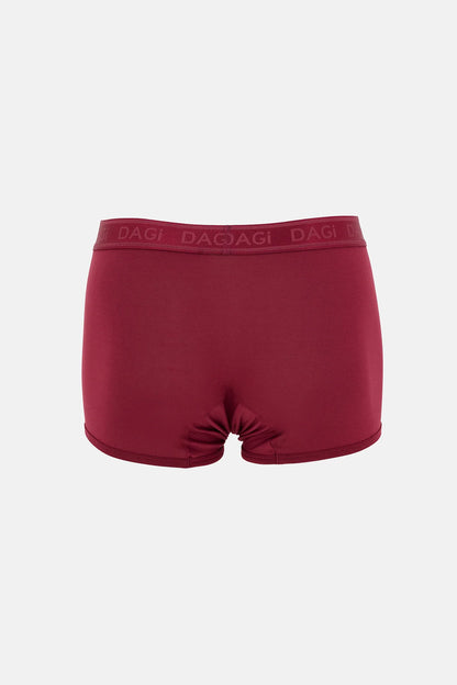 Bordo-siyah 3'lü Desenli Micro Modal Boxer