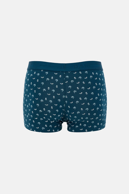 Açik Mavi-koyu Mavi 5210 3'lü Desenli Pamuk Boxer