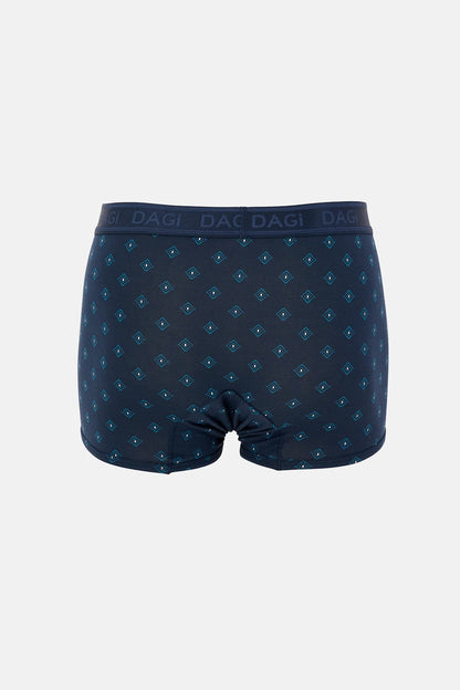 Lacivert-mavi Desenli Micro Modal Boxer