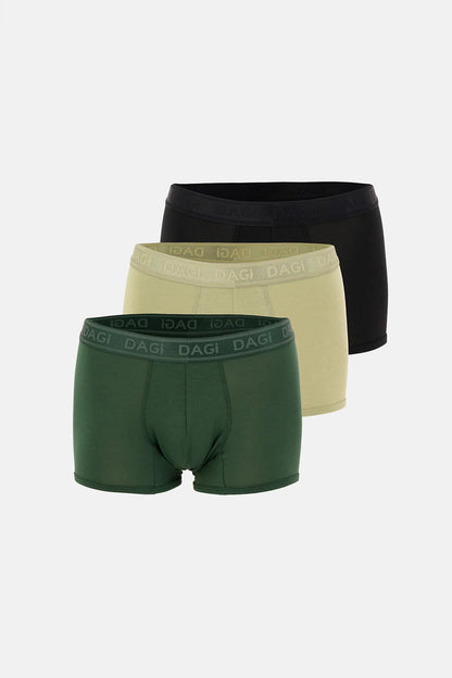 Koyu Yeşil-yeşil 3'lü Düz Micro Modal Boxer