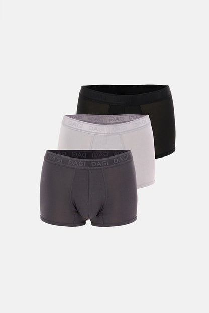 Antrasit-siyah 3'lü Desenli Micro Modal Boxer