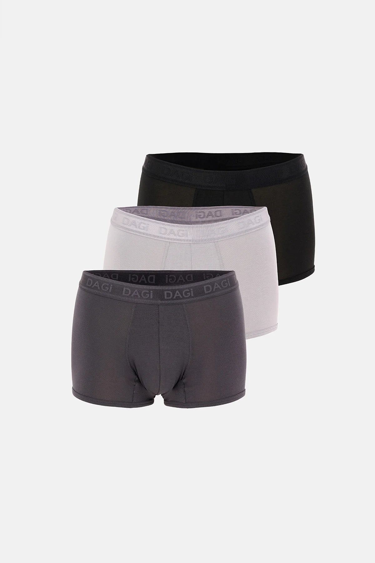 Antrasit-siyah 3'lü Desenli Micro Modal Boxer