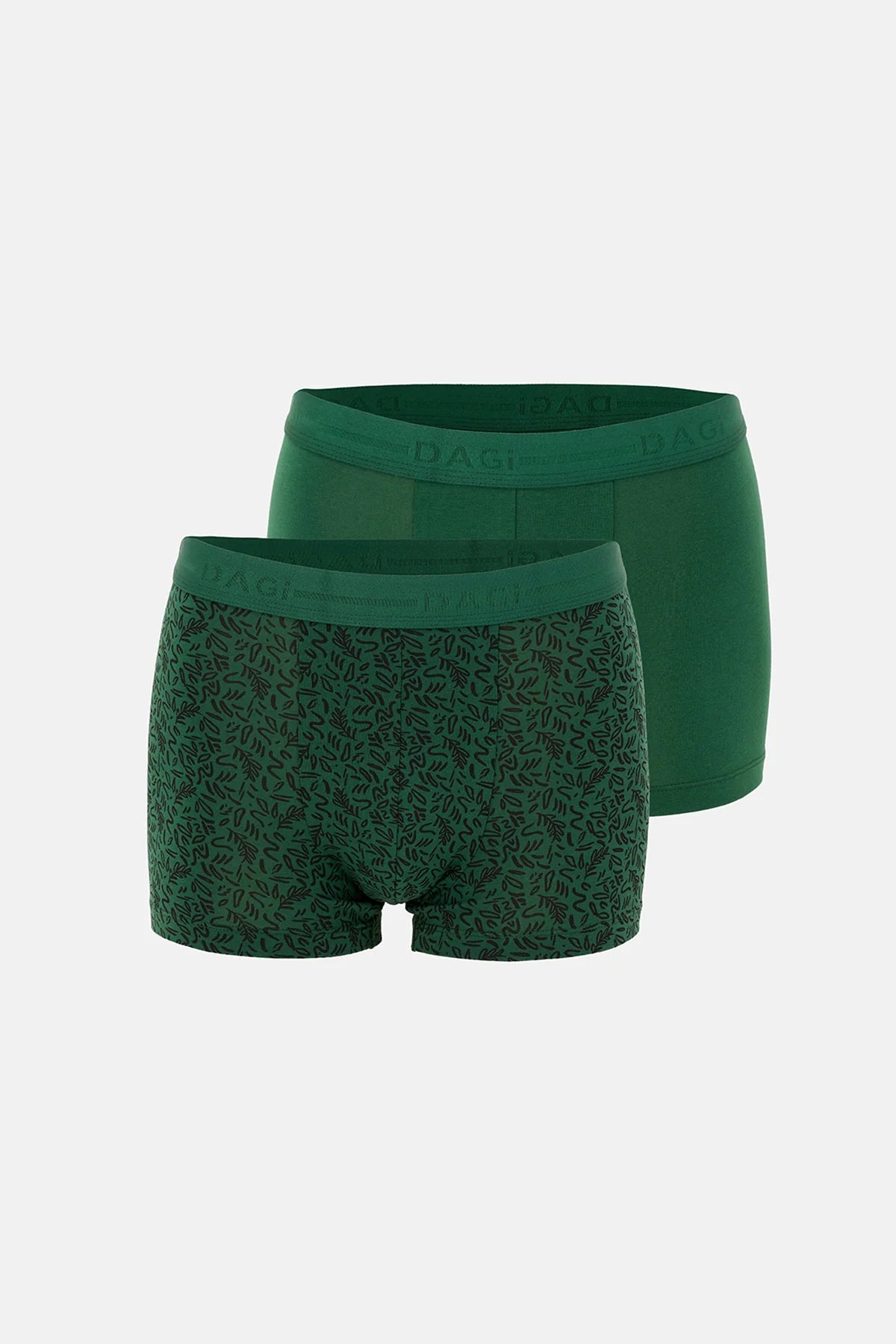 Koyu Yeşil 5210 2'li Desenli Pamuk Boxer