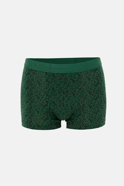 Koyu Yeşil 5210 2'li Desenli Pamuk Boxer