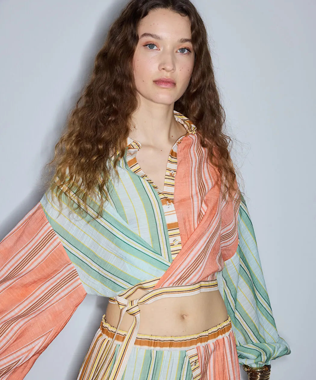 Pembe Çizgili Colorblock Bluz Is1260006110019 | Ipekyol
