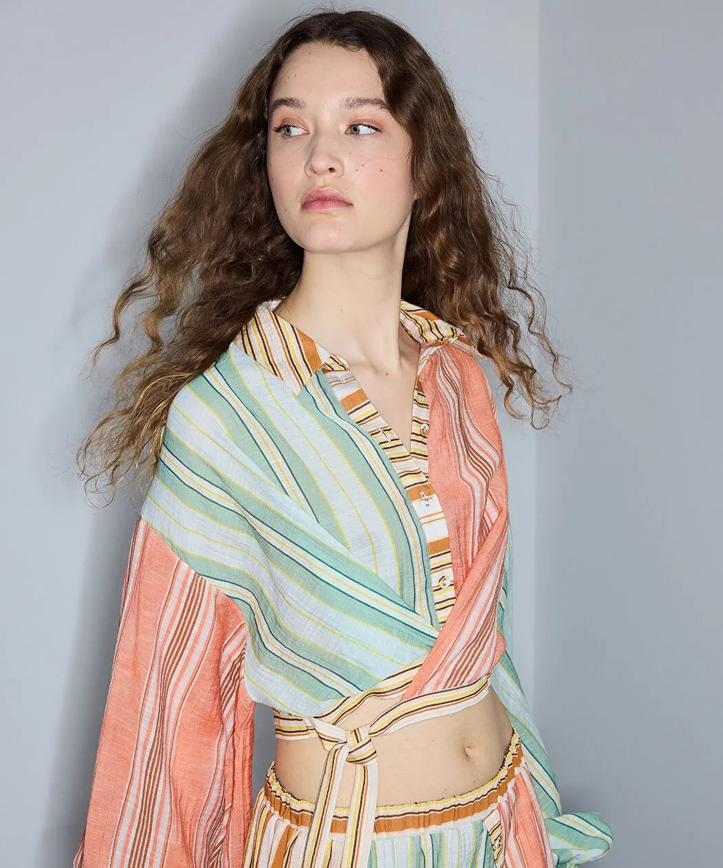 Pembe Çizgili Colorblock Bluz Is1260006110019 | Ipekyol