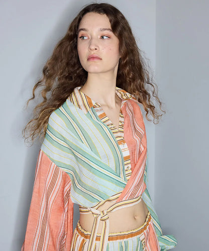 Pembe Çizgili Colorblock Bluz Is1260006110019 | Ipekyol