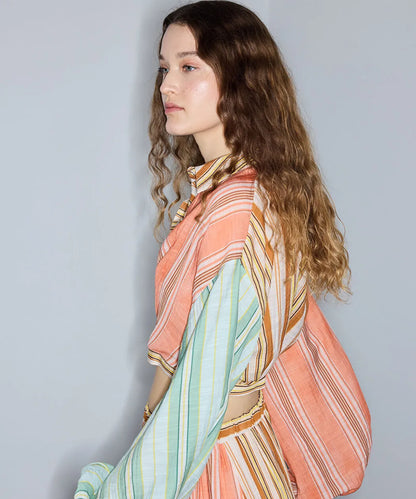 Pembe Çizgili Colorblock Bluz Is1260006110019 | Ipekyol