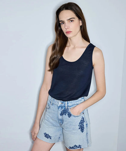 Mavi Çiçek Nakışlı Raw Edge Denim Şort Is1260013076cc2 | Ipekyol