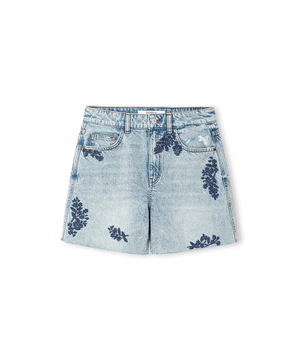 Mavi Çiçek Nakışlı Raw Edge Denim Şort Is1260013076cc2 | Ipekyol