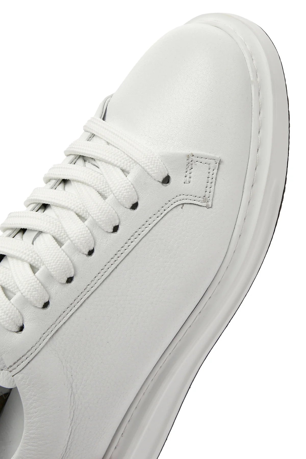 Erkek Beyaz Bağcıklı Deri Sneaker