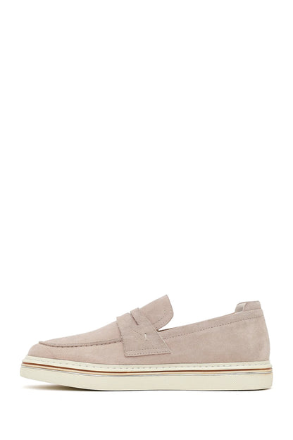 Erkek Bej Süet Deri Casual Loafer