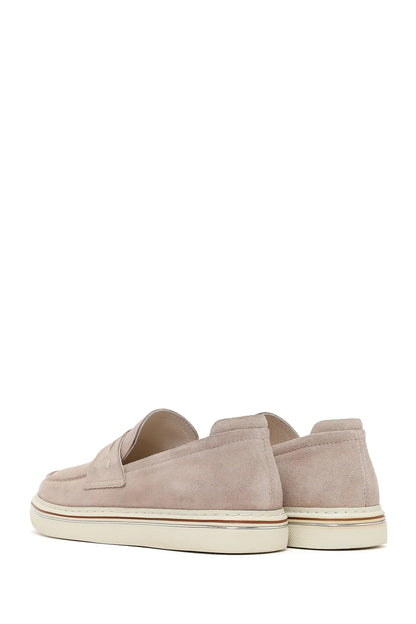 Erkek Bej Süet Deri Casual Loafer