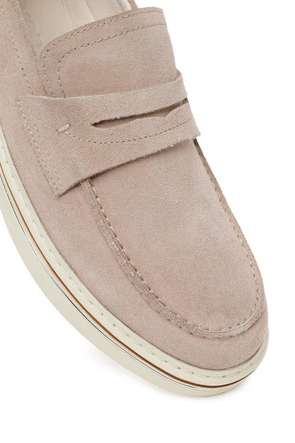 Erkek Bej Süet Deri Casual Loafer