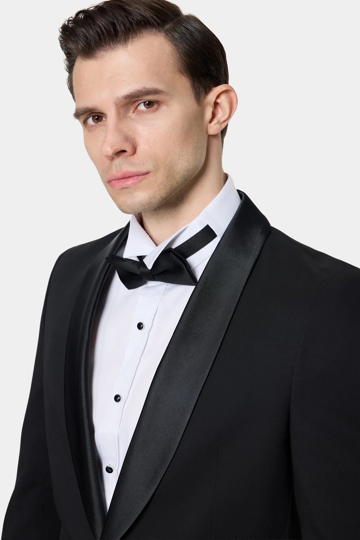Tween Slim Fit Siyah Krep Desen Smokin Takim
