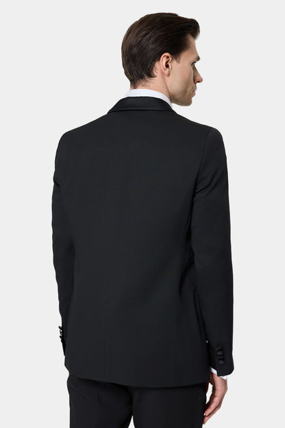 Tween Slim Fit Siyah Krep Desen Smokin Takim