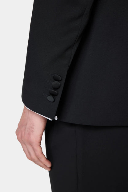 Tween Slim Fit Siyah Krep Desen Smokin Takim