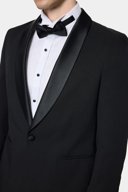 Tween Slim Fit Siyah Krep Desen Smokin Takim