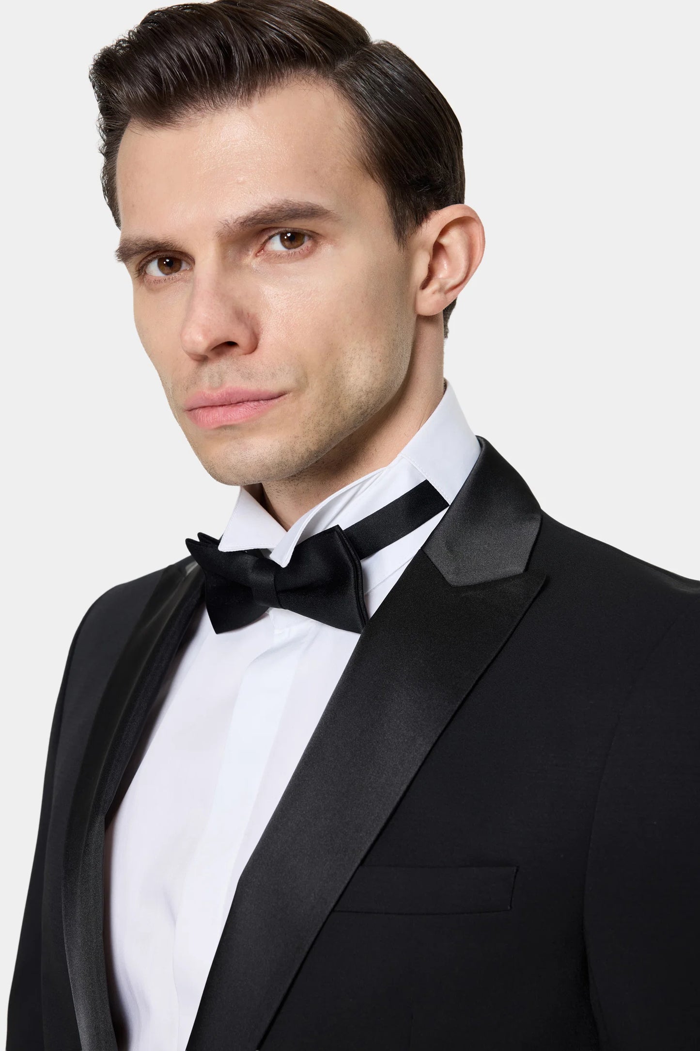 Tween Slim Fit Siyah Krep Desen Smokin Takim