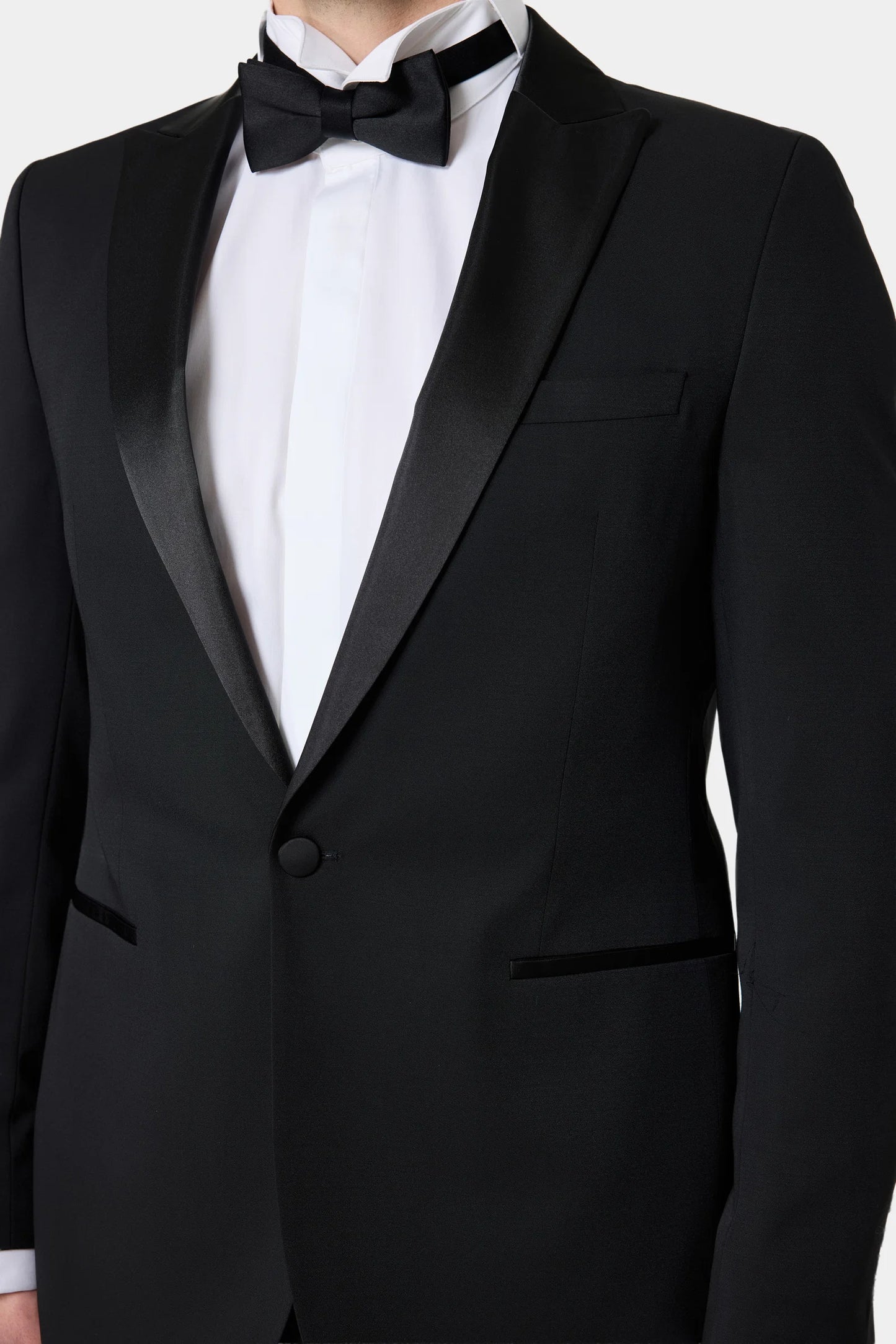 Tween Slim Fit Siyah Krep Desen Smokin Takim