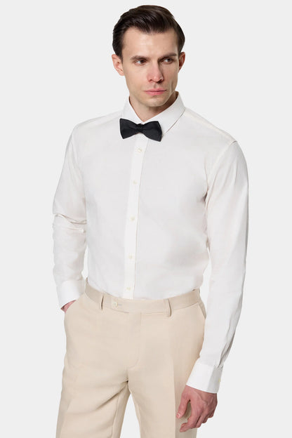 Tween Slim Fit Ekru Düz %100 Pamuklu Smokin Gömlek