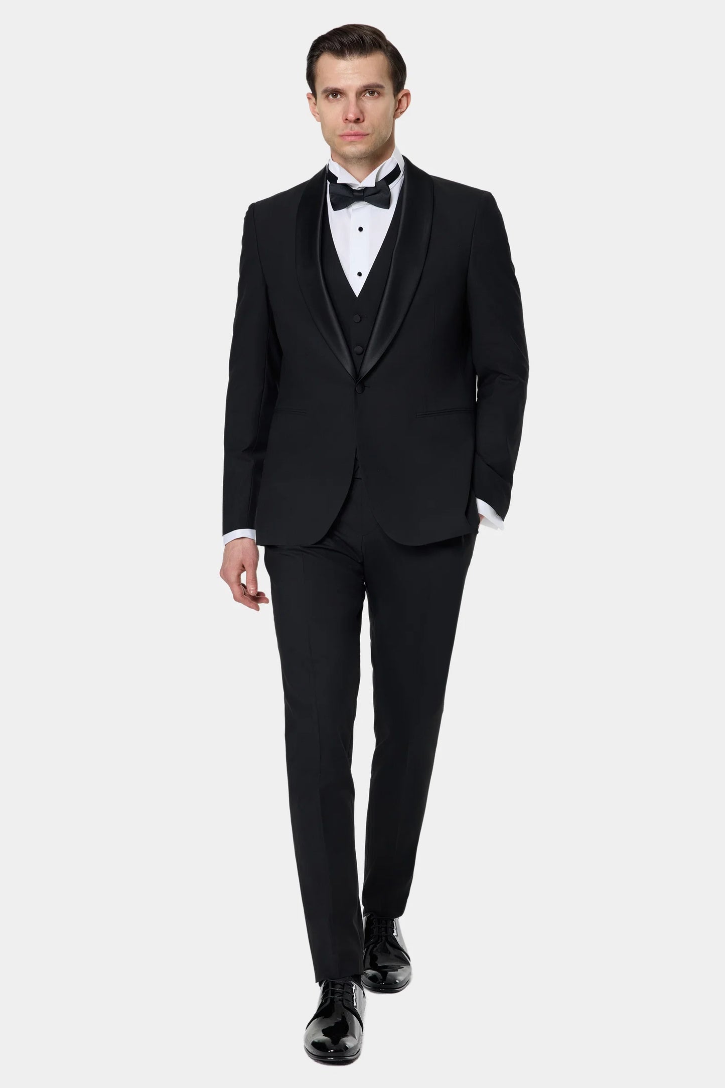 Tween Slim Fit Siyah Düz Smokin Takim Yelekli
