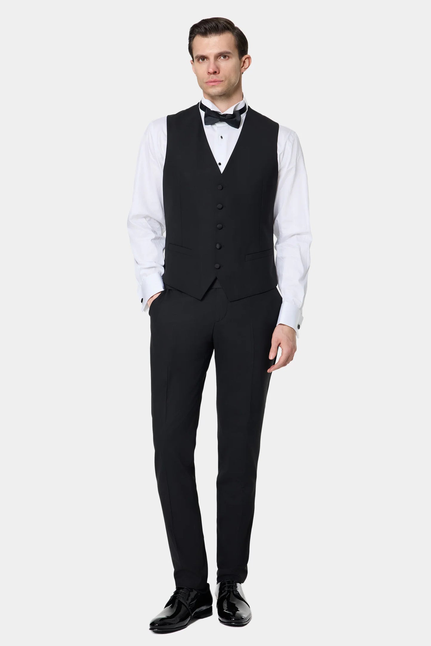 Tween Slim Fit Siyah Düz Smokin Takim Yelekli