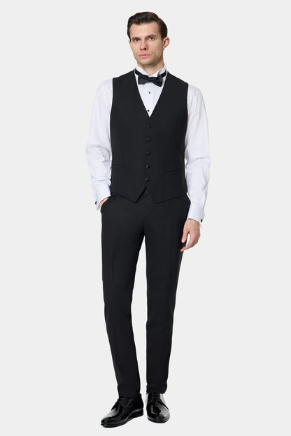 Tween Slim Fit Siyah Düz Smokin Takim Yelekli