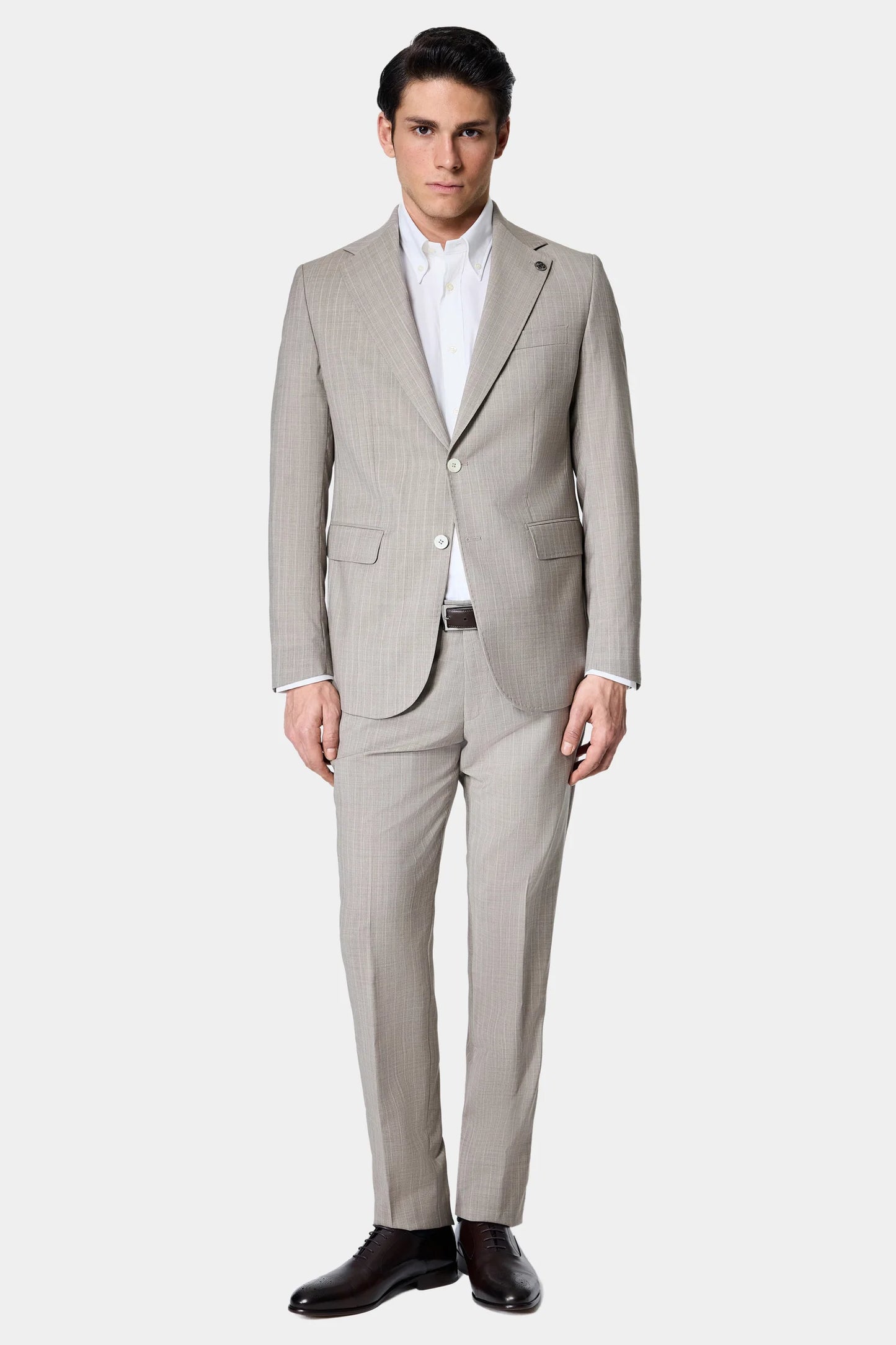 Damat Regular Fit Bej Çizgili Takim Elbise