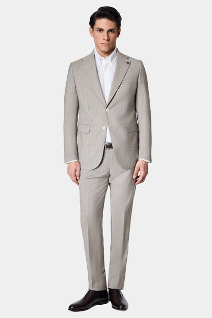 Damat Regular Fit Bej Çizgili Takim Elbise