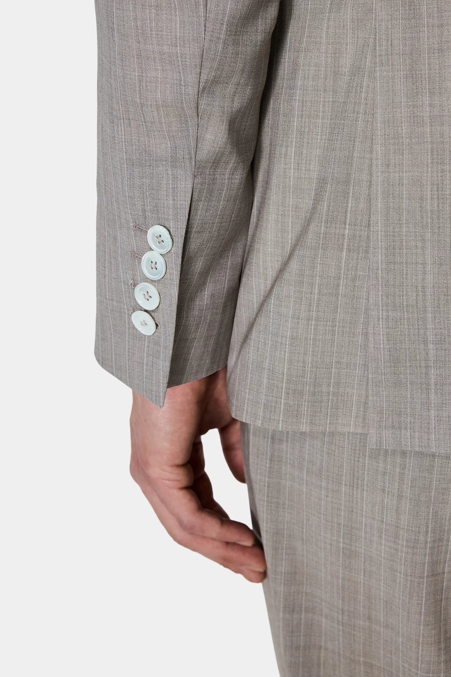 Damat Regular Fit Bej Çizgili Takim Elbise